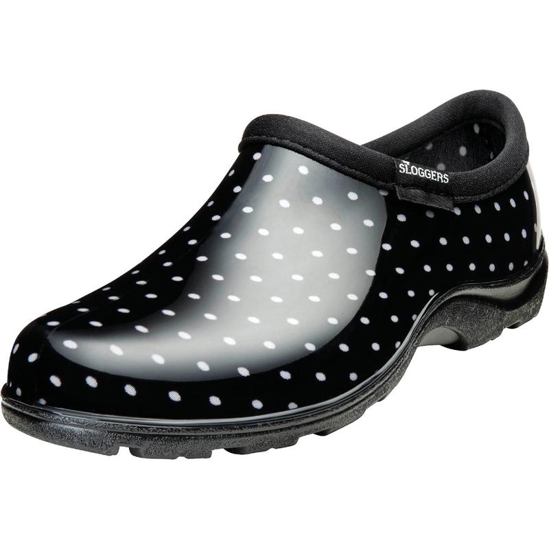 Sloggers Women's Size 9 Black w/White Polka Dots Garden Shoe