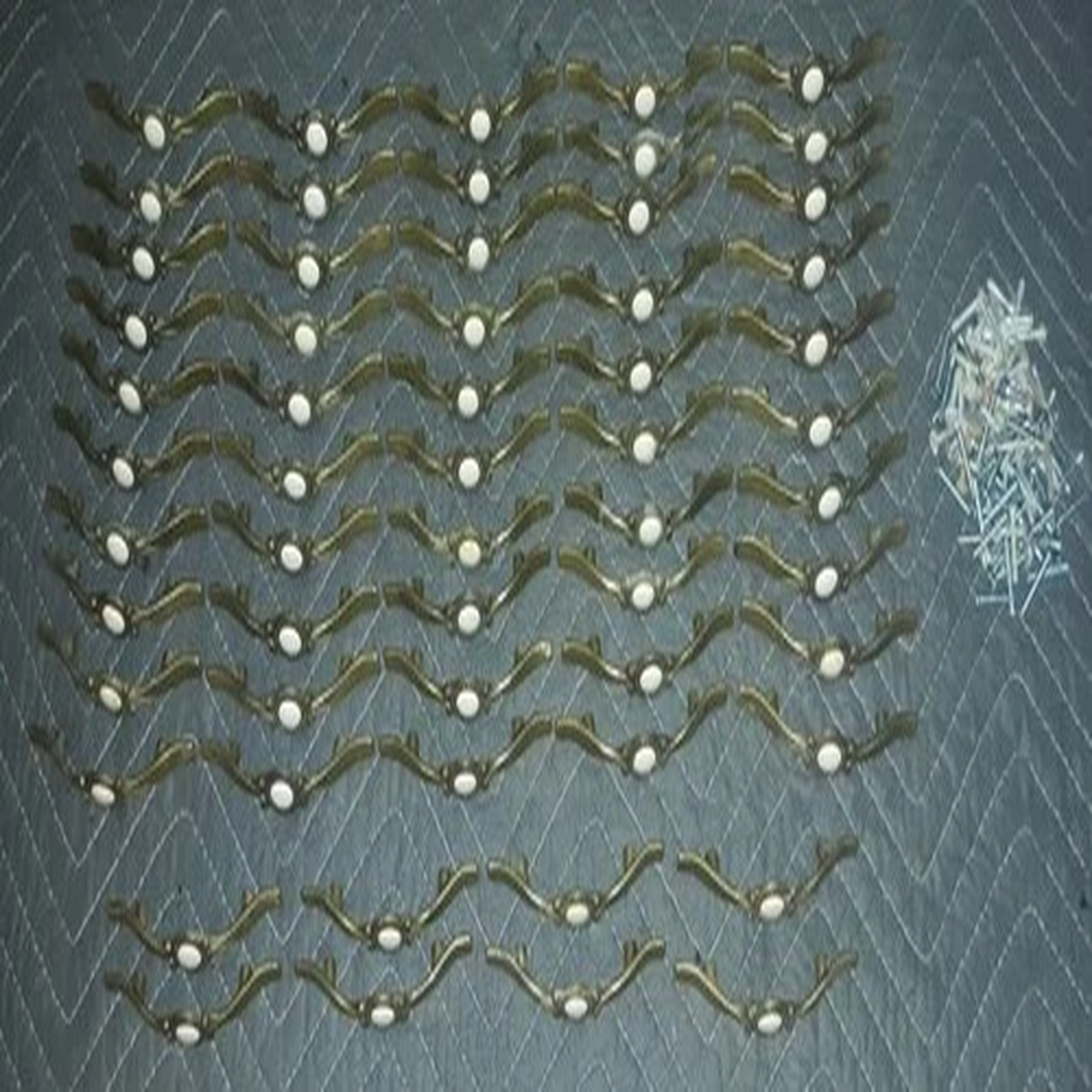 Vintage Amerock 5" Brass /Ceramic Drawer Cabinet Door Handles 1970's -Lot of 58