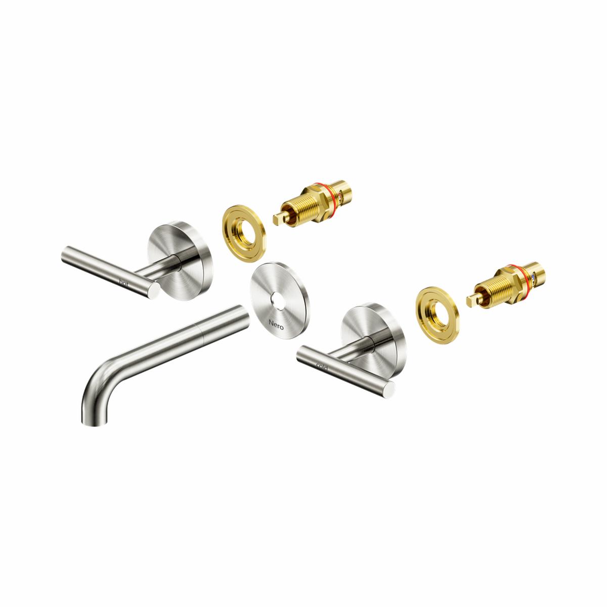 Nero Mecca Lever Wall Basin/Bath Set 160mm Spout (Trim Kit Only) Brushed Nickel