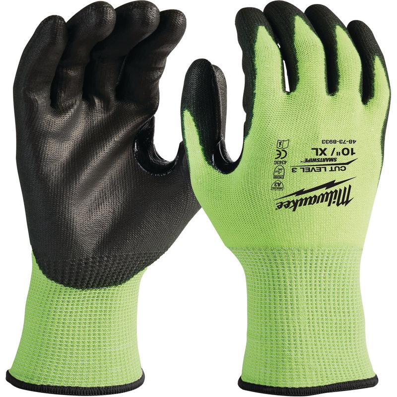 Milwaukee Unisex XL Cut Level 3 High Vis Polyurethane Dipped Glove