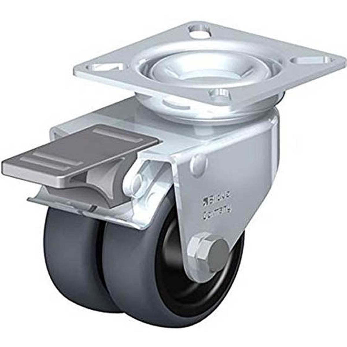 LDA-TPA 50G-FI - CASTER RUBBER 1.95IN DUAL SWIVEL METAL TOP 2.3X2.3IN STOP BRAKE