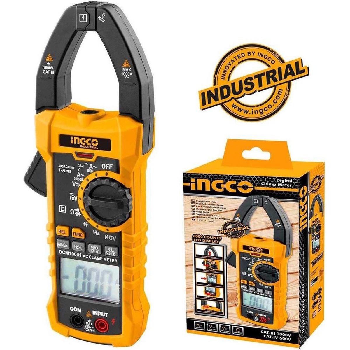 Ingco DCM10001 Digital Clamp Meter 6000counts