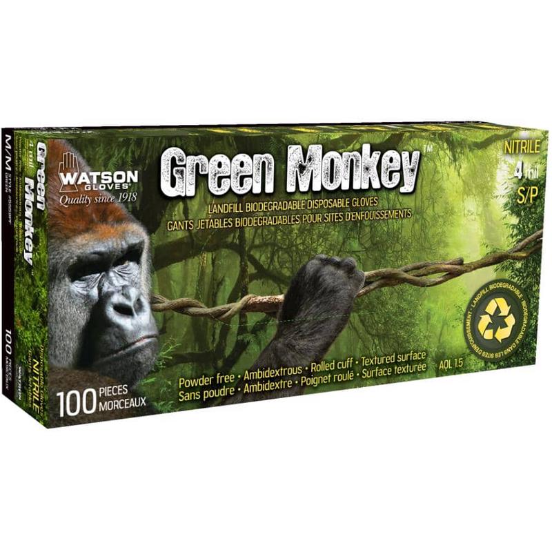 Men's Green Monkey Nitrile Gloves - Extra Large, 100 Pack
