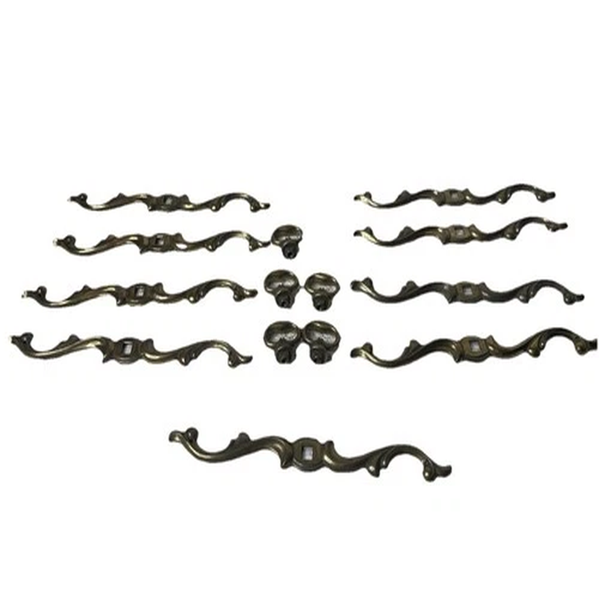Antique Metal Decorative Drawer Pulls and Cabinet Knobs With Backplate- Set of 9