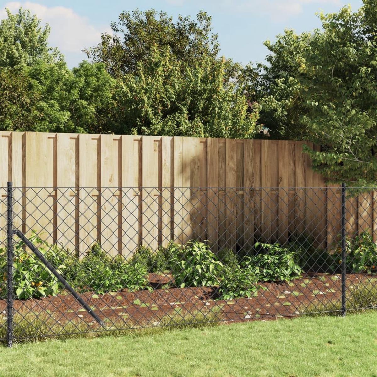 Berkfield Chain Link Fence with Flange Anthracite 1.1x10 m