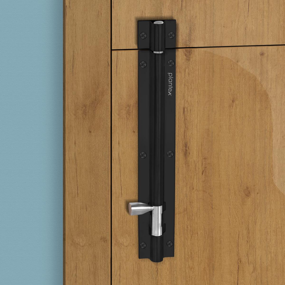 Plantex Stainless Steel Tower Bolt/Tower Bolt for Home,Offices Doors and Windows/Tower Bolt for Main Door/Door Latch/Kundi/Chitakini/Door Latch for Windows - Pack of 4 (Black Finish, 8 inc