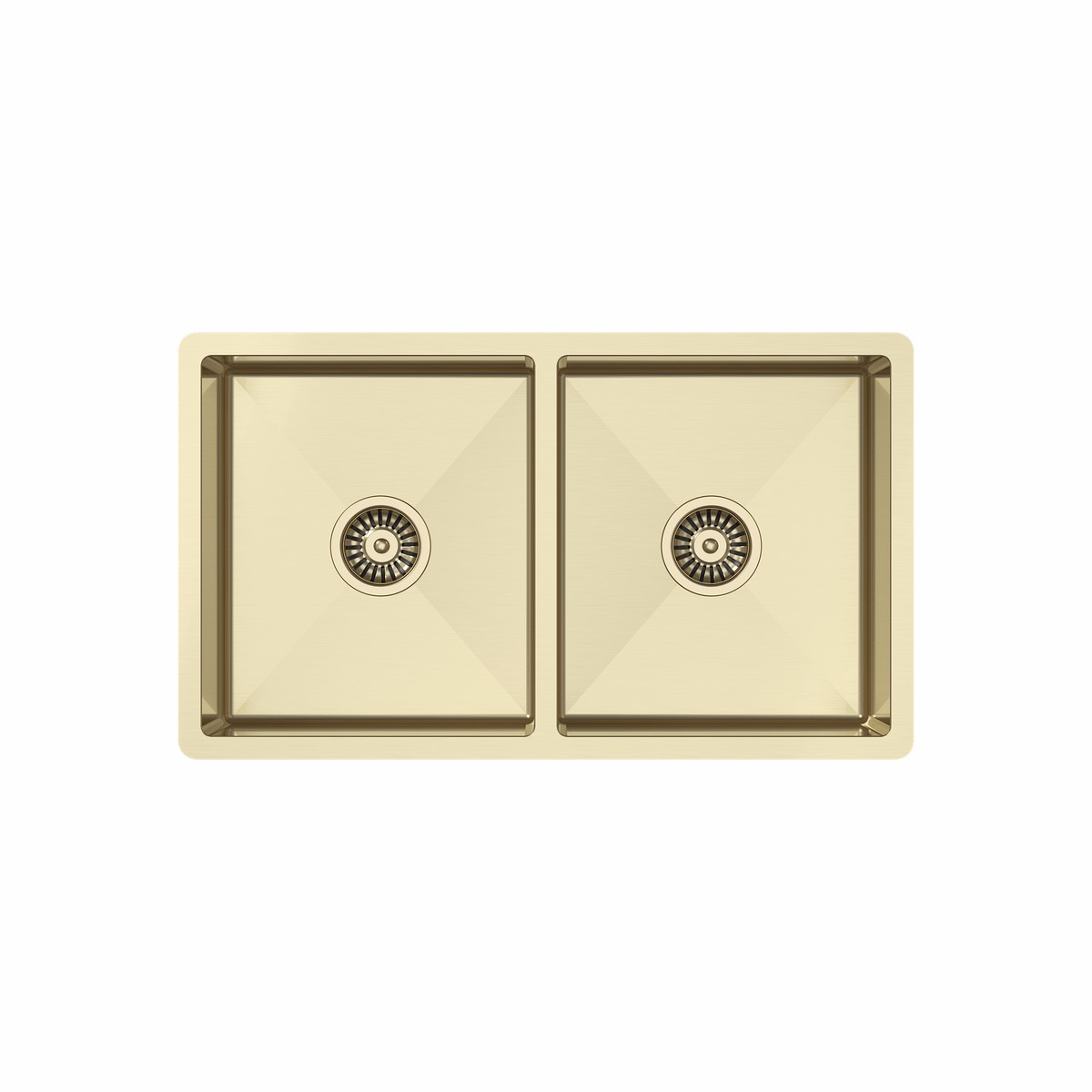 Alma Brushed Brass Gold Madison 775x450 Double Bowl Sink