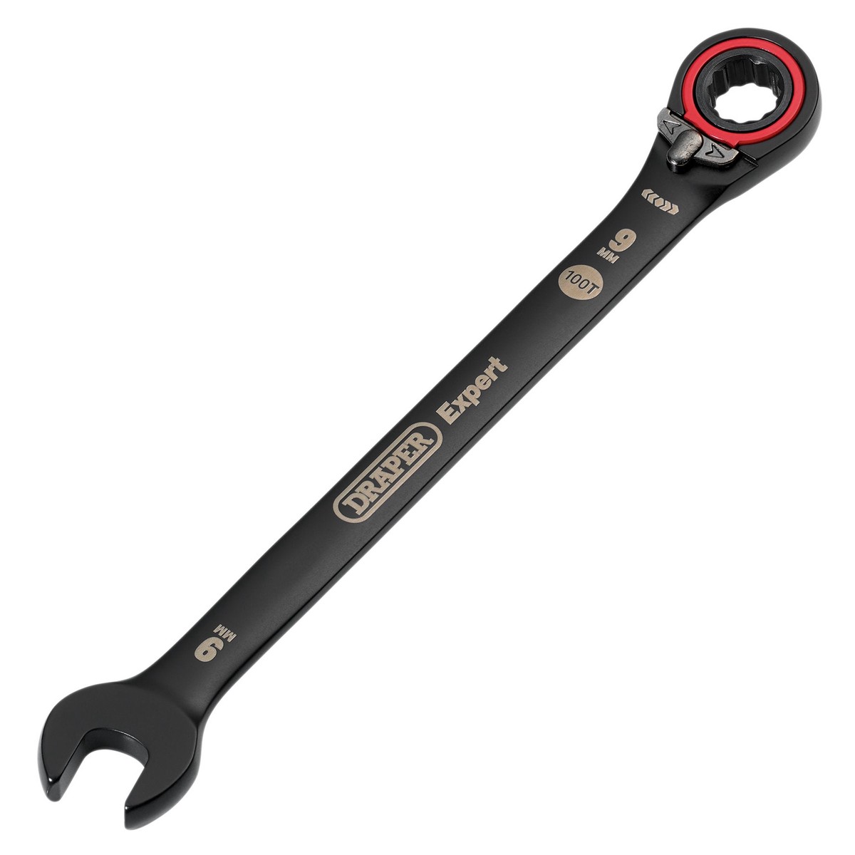 Draper 03899 Draper Expert HI-TORQ; Metric Reversible Ratchet Combination Spanner, 9mm, Black