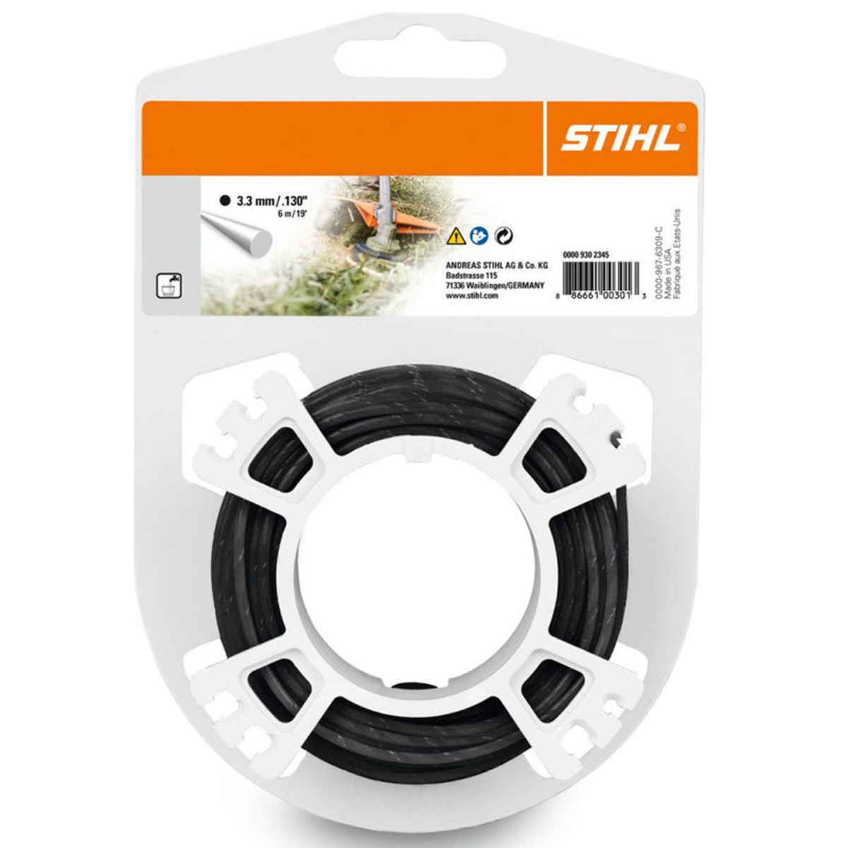 STIHL 0000 930 2346 3.3mm x 19m Black Round Mowing