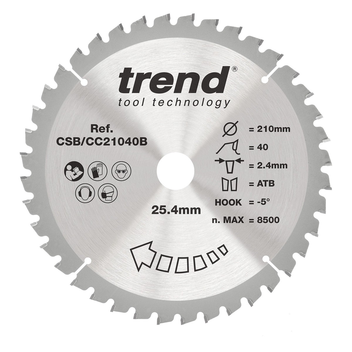 Trend Tools CSB/CC21040B Trend Wood Mitre Saw Blade 210Mm X 25.4Mm X 40T
