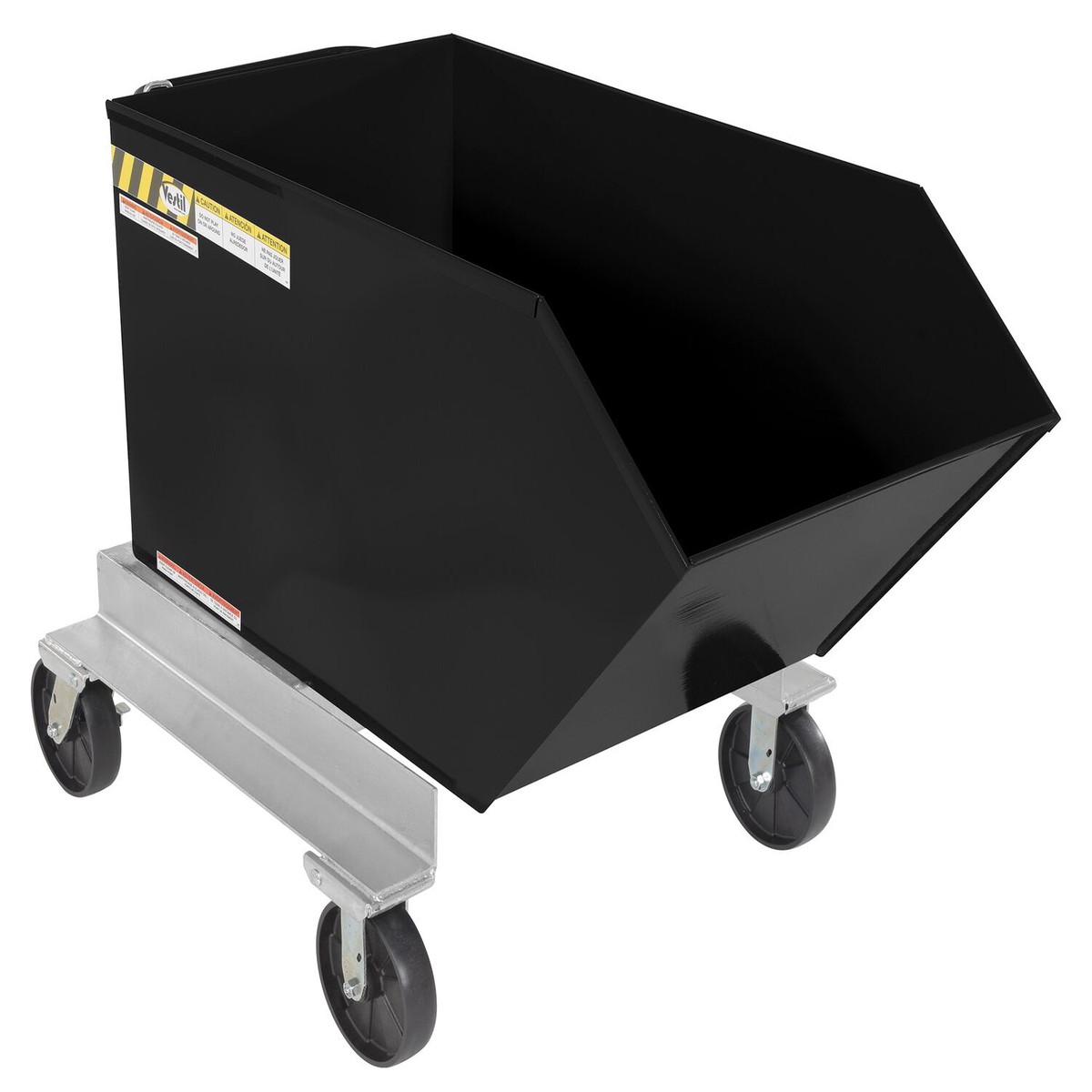 Vestil Portable Steel Tilting Hopper - 1/2 Cubic Yard, 2000 lb Capacity, Black - P-HOP-0.5-BK