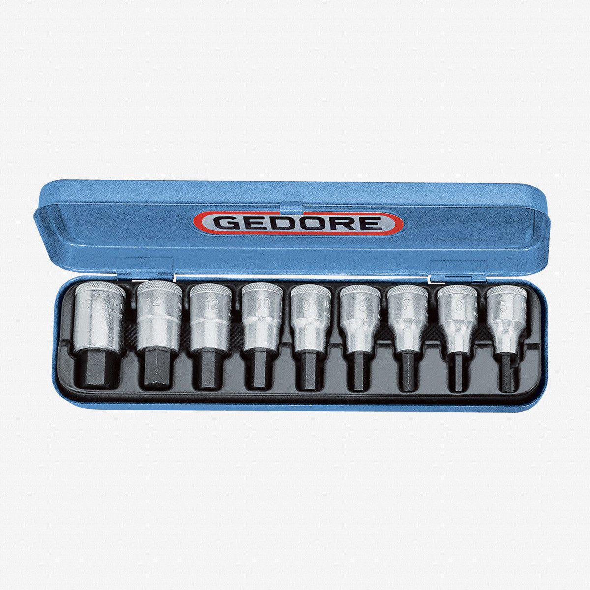 Gedore IN 19 PA Screwdriver bit socket set 1/2" 9 pcs in-hex INCH