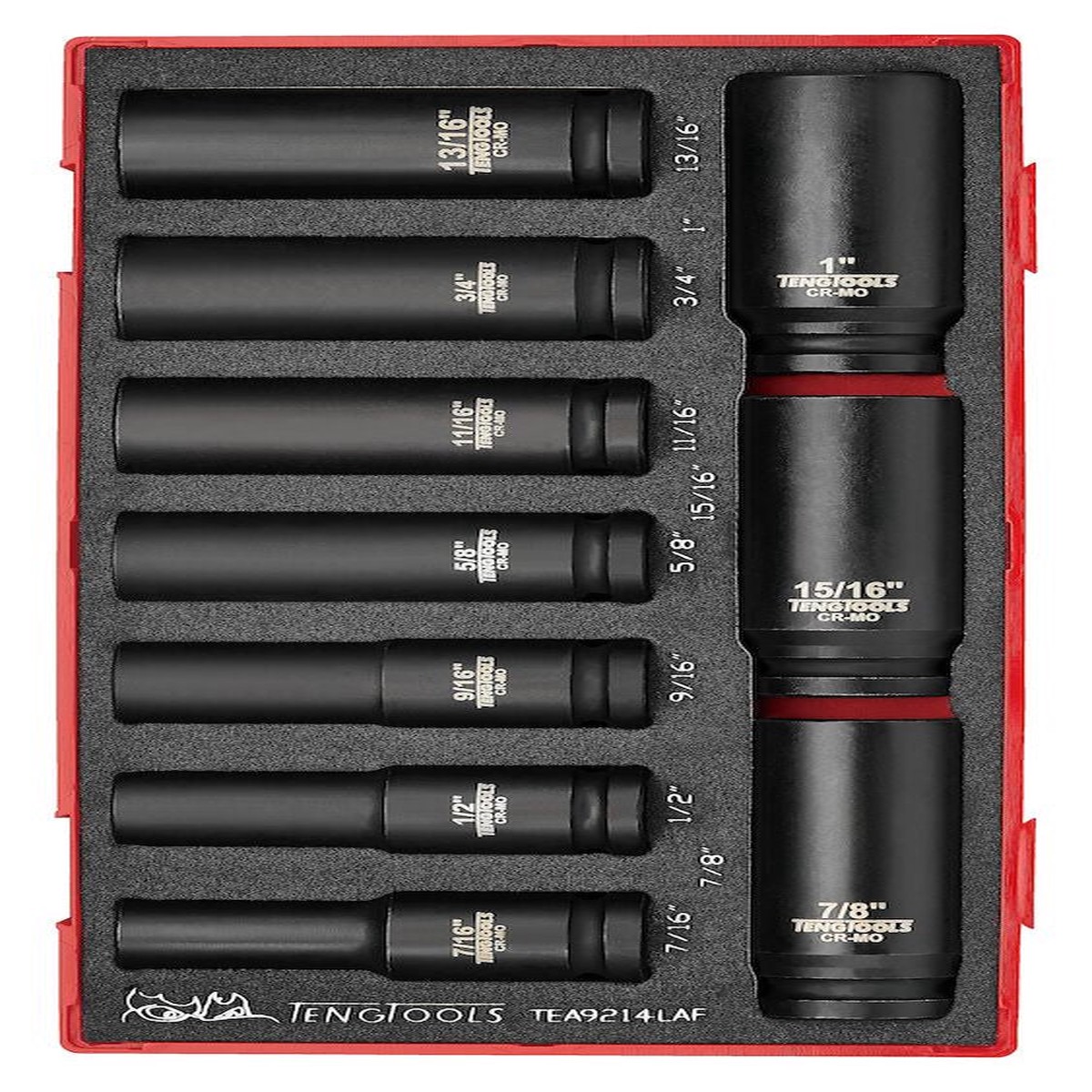 Teng Tools TEA9214LAF 1/2" Deep Impact Socket Set AF DIN FOAM1 14 Pieces
