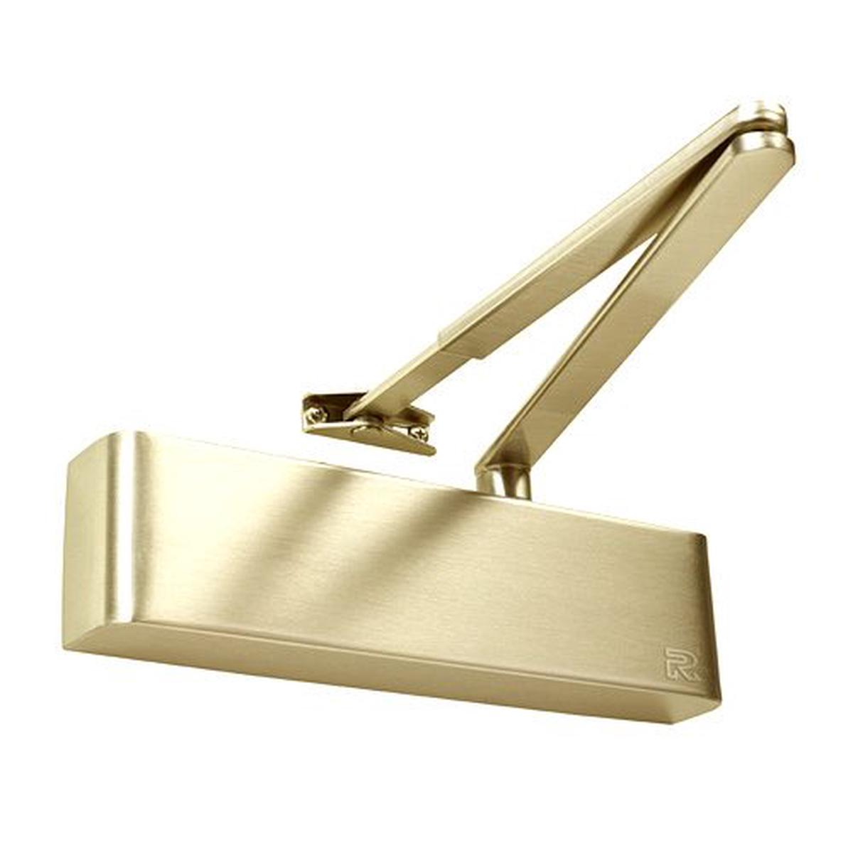 Architectural Door Closer - Satin Brass - by Zanda - Combined Unit Including Flat Bar Armset