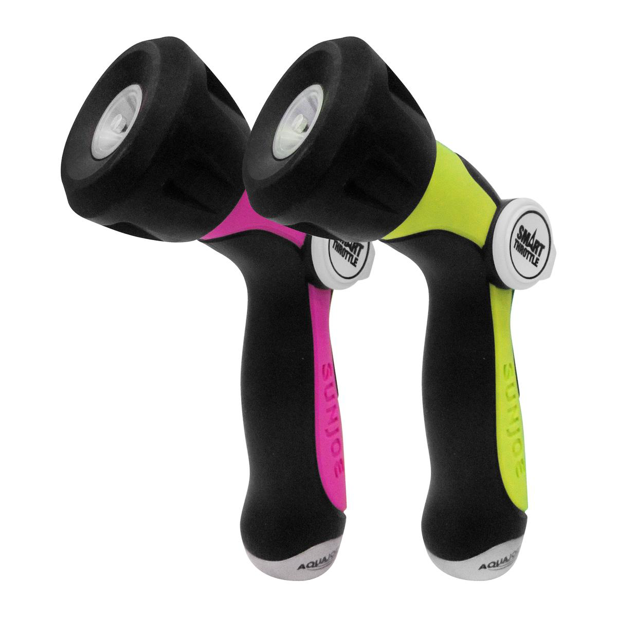 Aqua Joe One Touch Adjustable Hose Nozzle (Jet Cone Mist Off) wSmart Throttle Control (2-Pack) 8211 PinkGreen