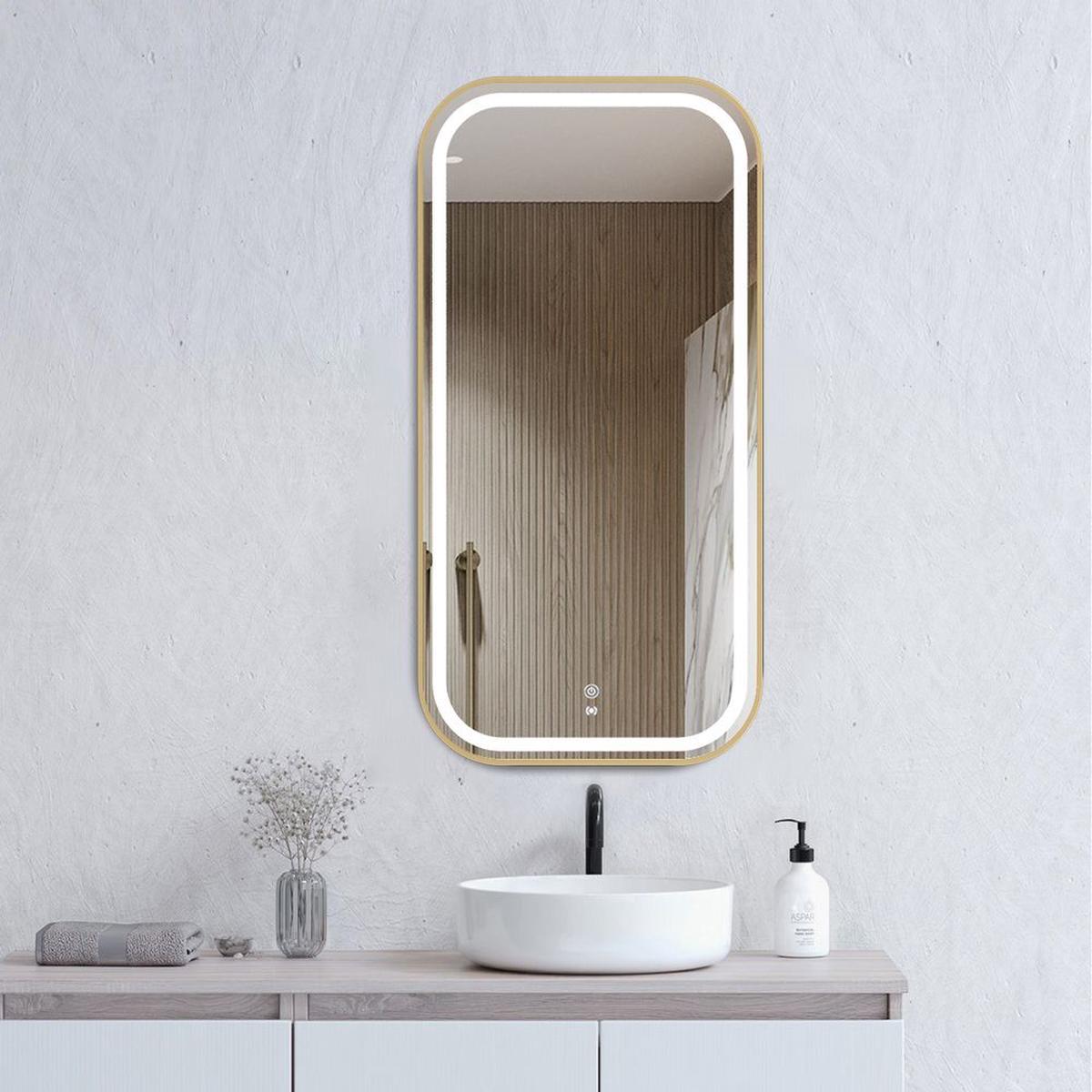 Otti LED Newport 900mm Gold Metal Frame Mirror Soft Square