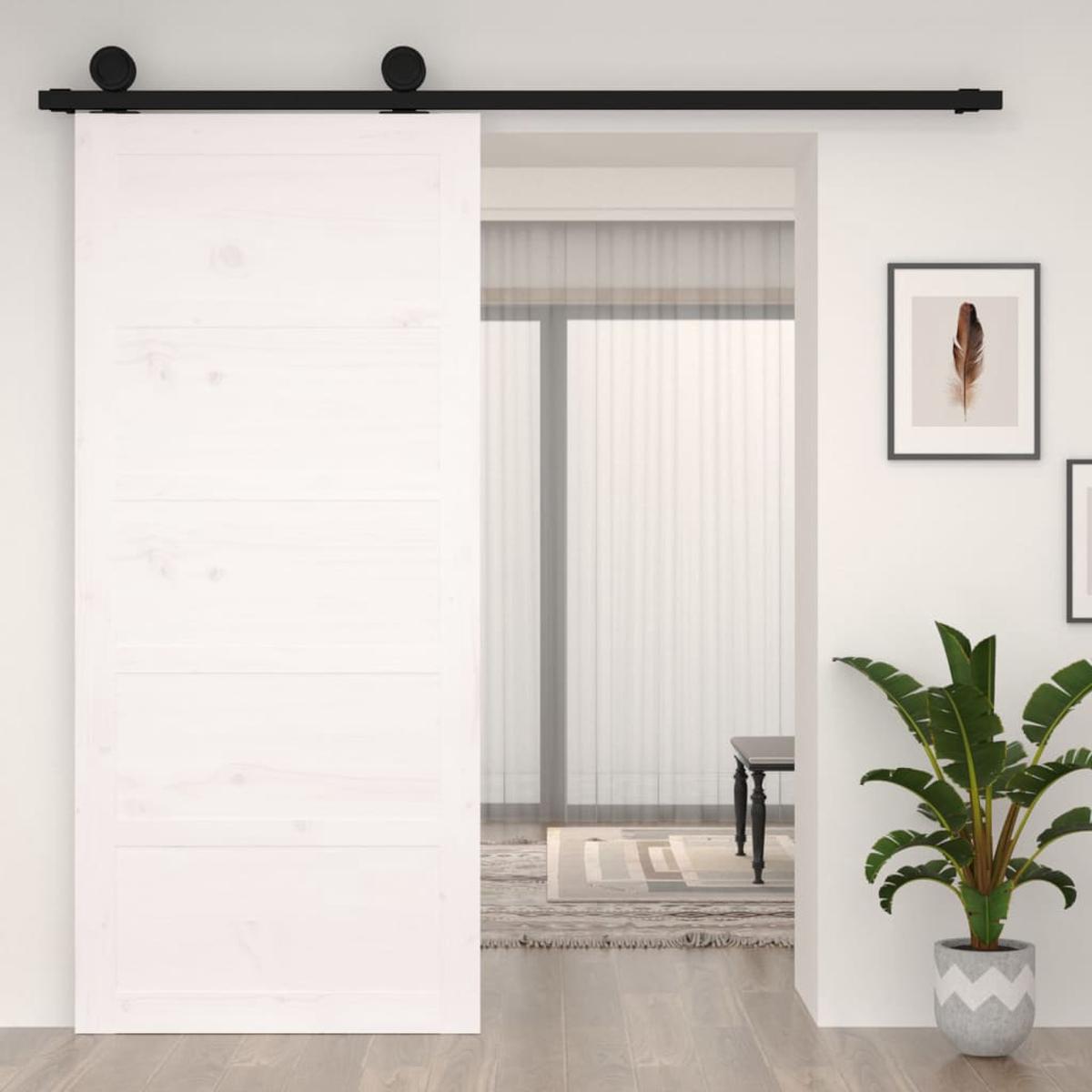 Berkfield Barn Door White 90x1.8x204.5 cm Solid Wood Pine