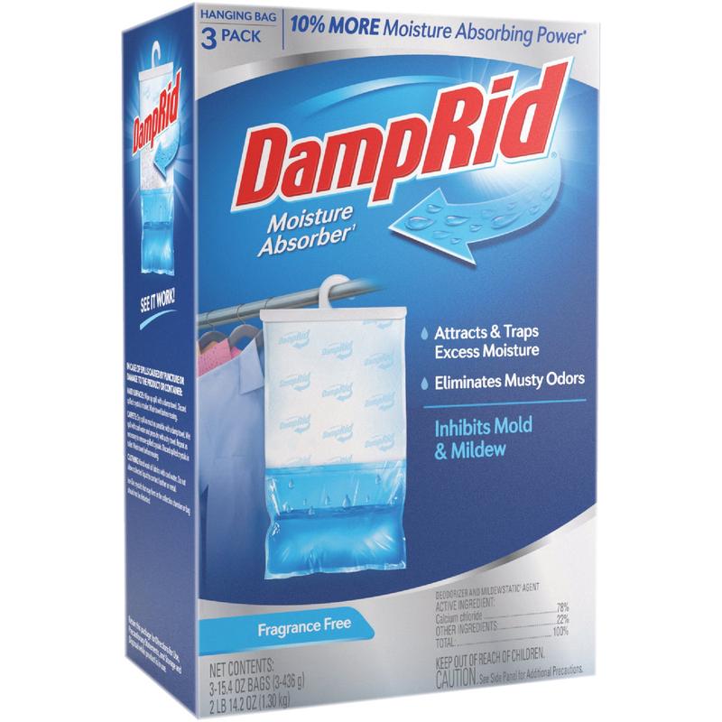 DampRid 15.4 Oz. Fragrance Free Hanging Moisture Absorber - EPA Registered (3-Pack)