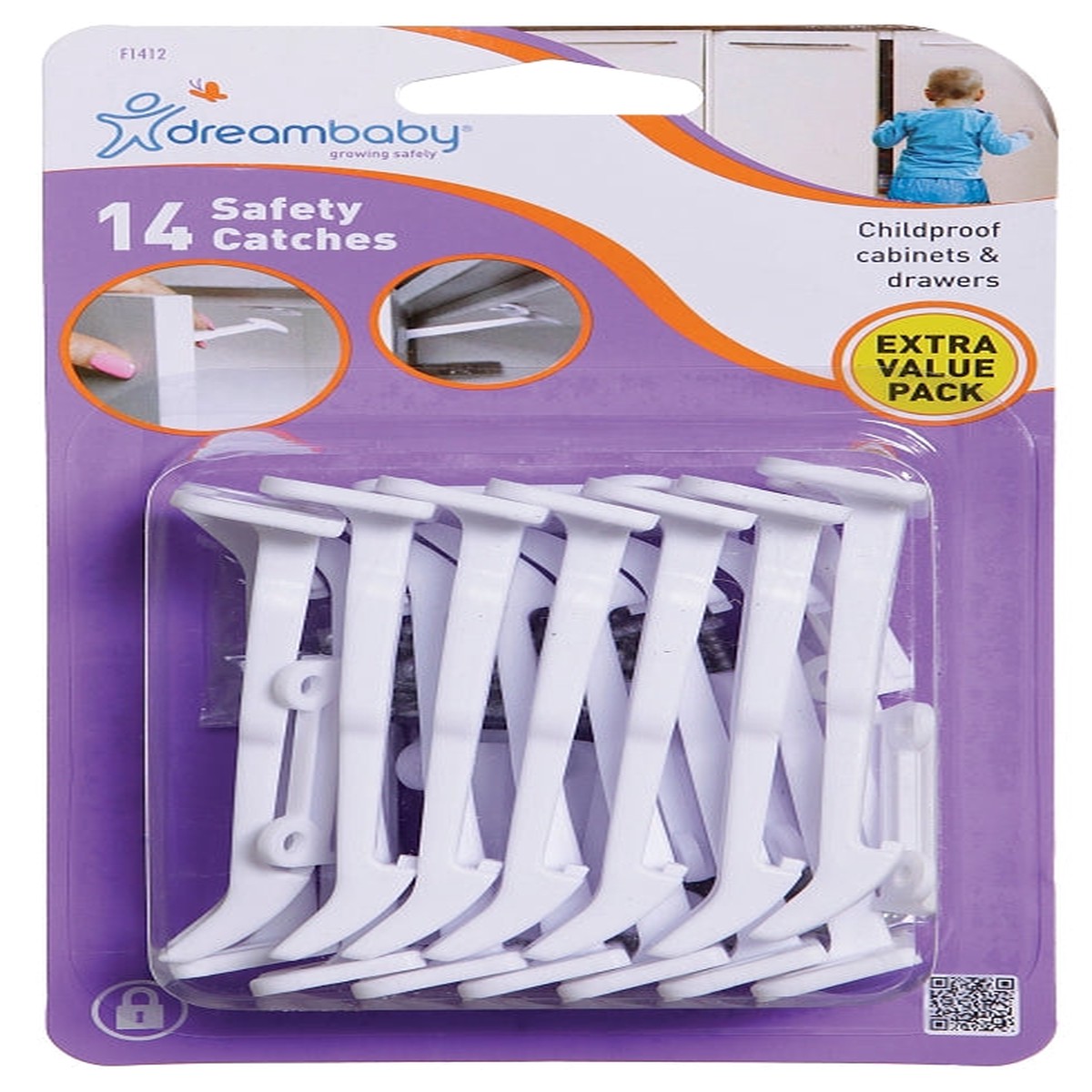 Dreambaby L1412 Secure Catch 3-14 in L 1-116 in W Plastic White