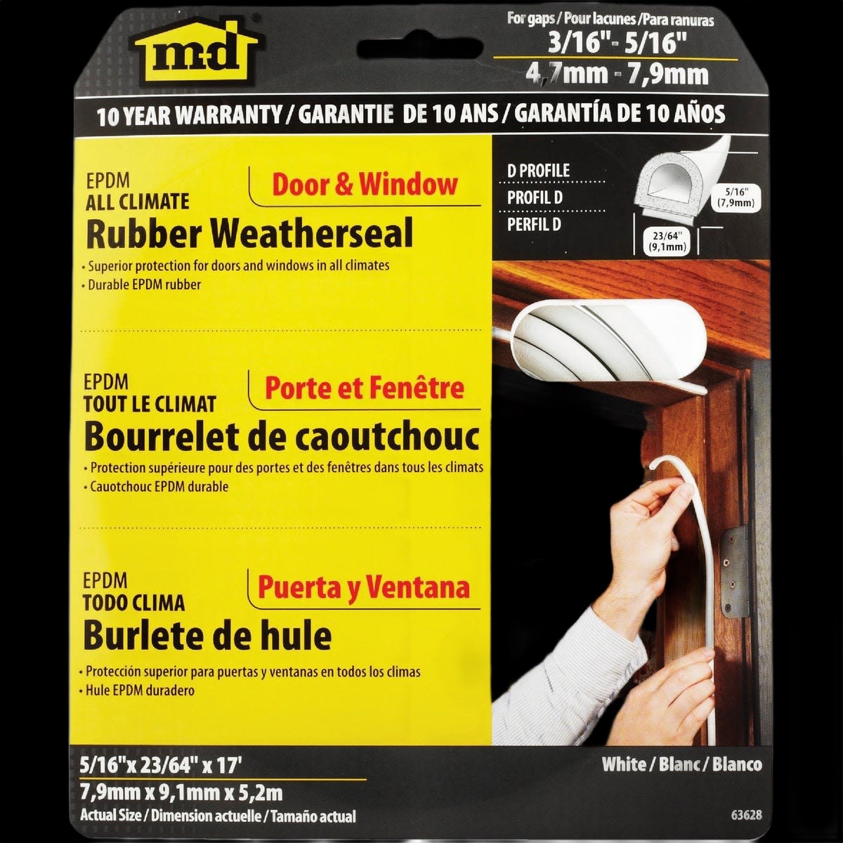M-D Extreme Temperature Large Gap Rubber Weatherstrip