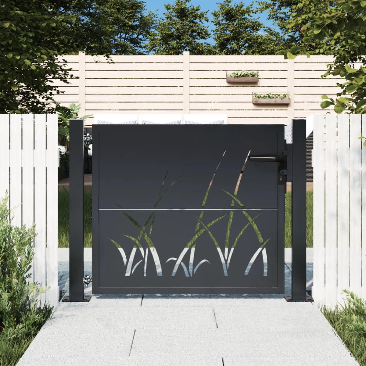 Berkfield Garden Gate Anthracite 105x80 cm Steel Grass Design