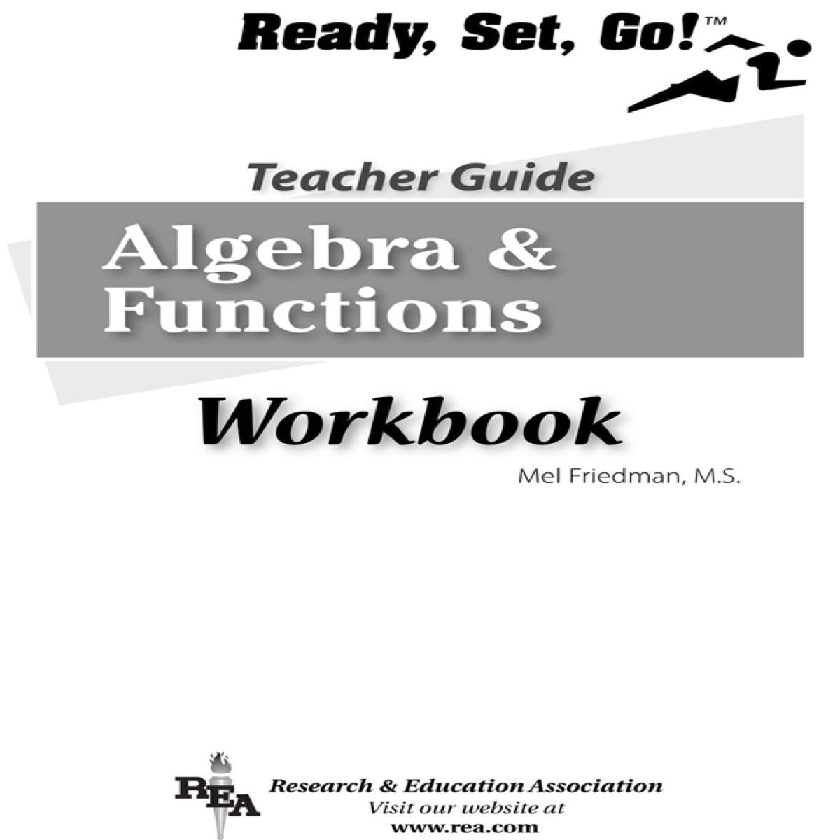 Algebra 038 Functions Workbook