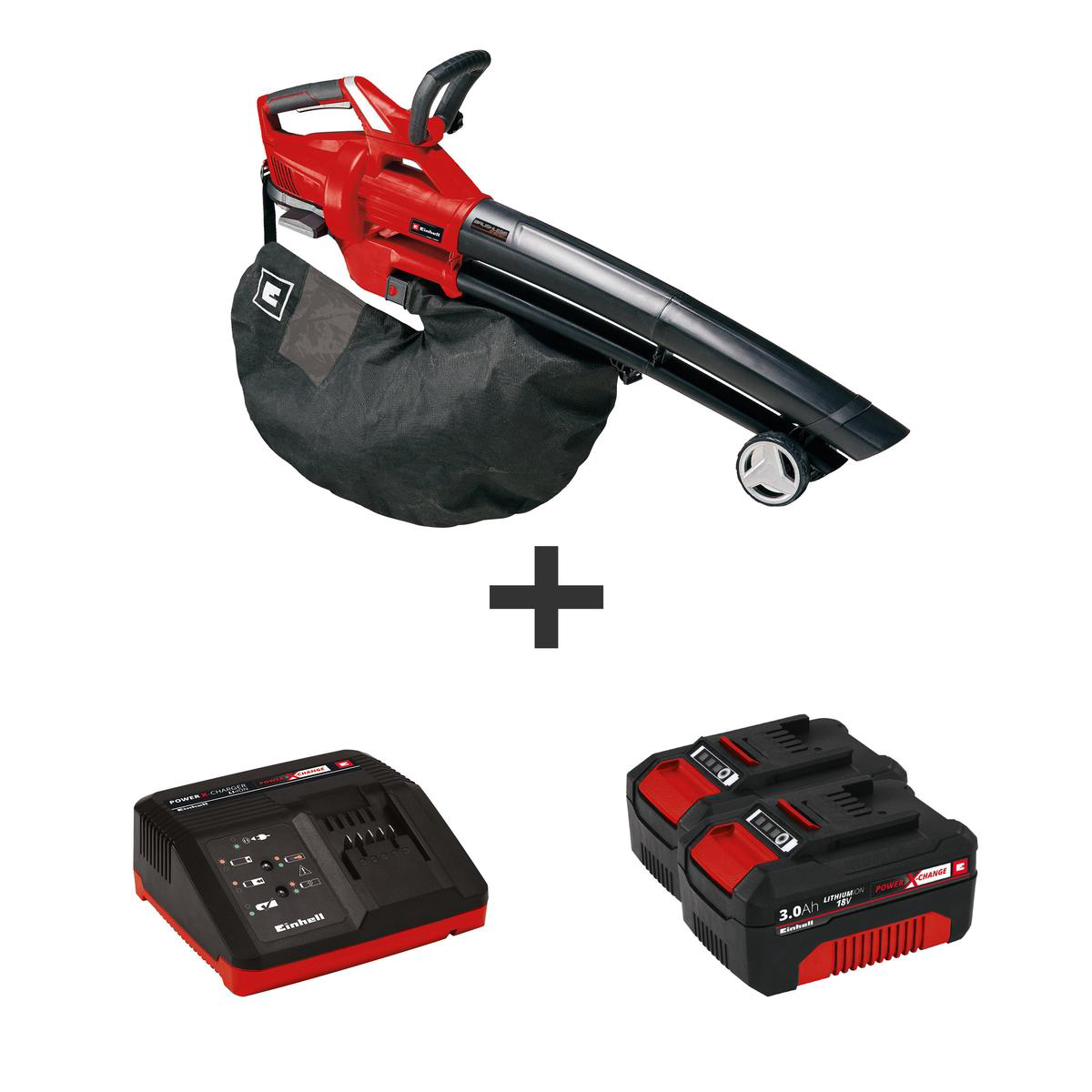 EINHELL GE-CL Power X-Change 36-Volt Cordless 130-MPH 430-CFM Brushless Leaf Vacuum Blower Variable Speed w Debris Bag One-Touch Vac to Blower Operation Kit (w 2x 30-Ah Battery Fast Charger