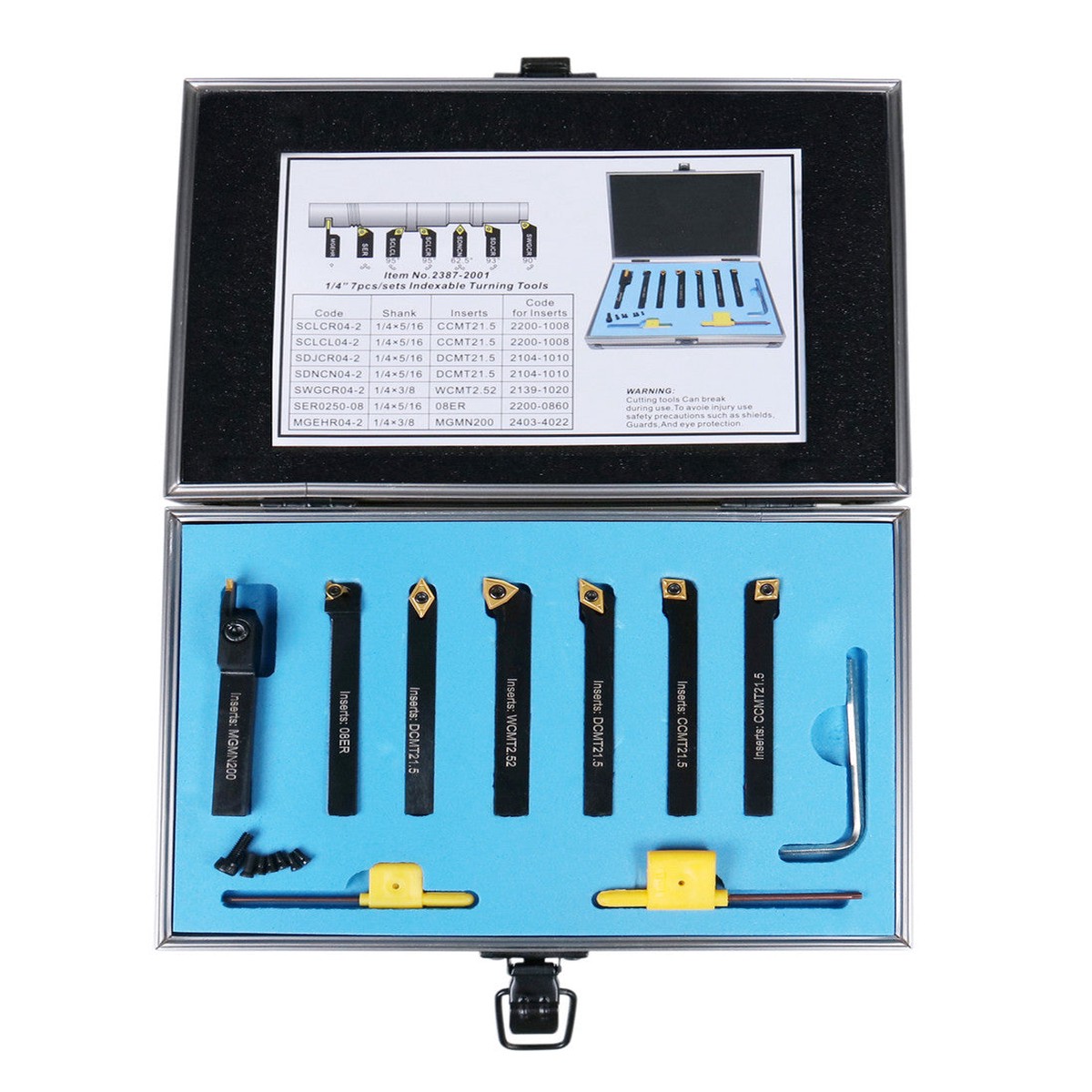 7PC INDEXABLE CARBIDE TURNING TOOL SET 1/4"