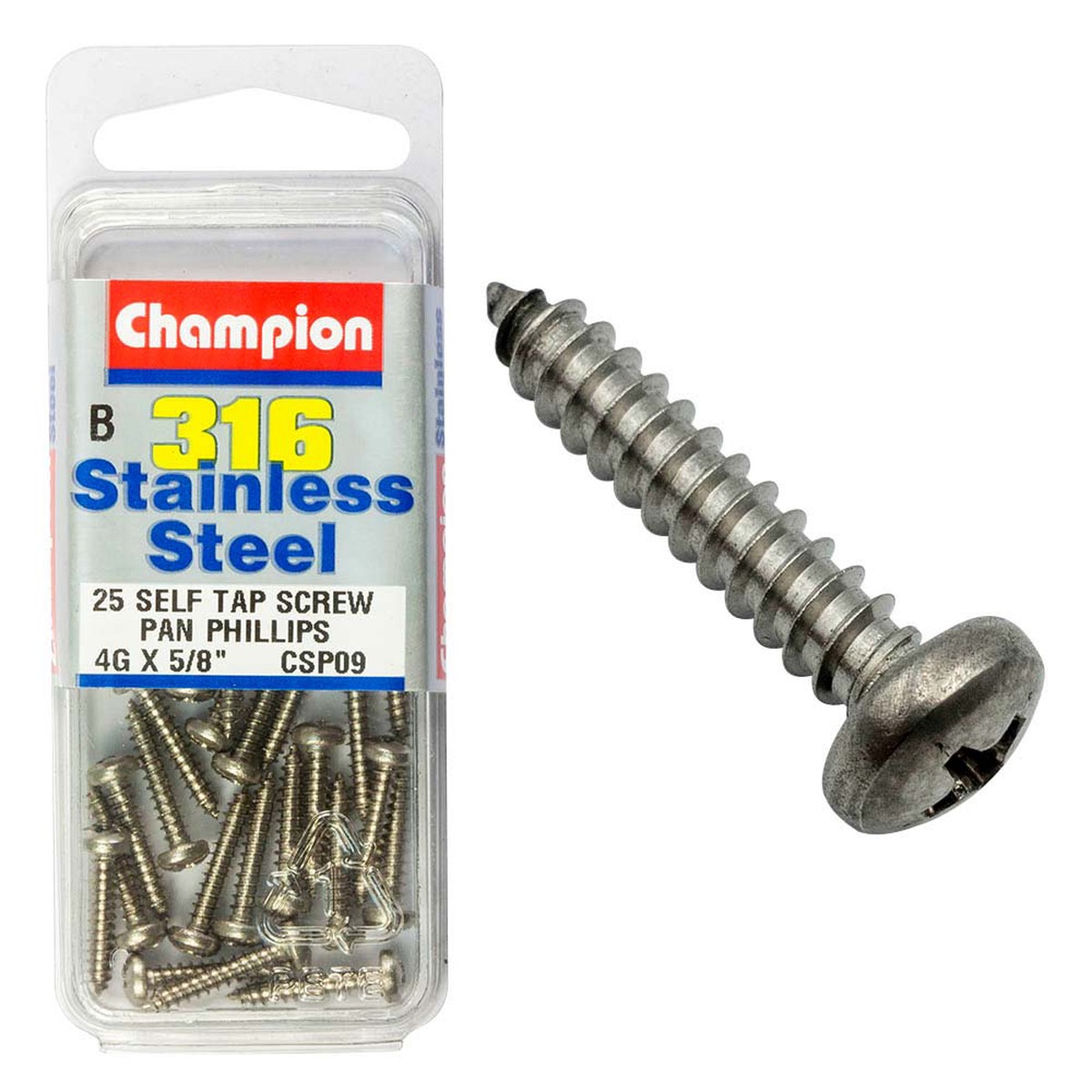 Champion 316/A4 S/Tap Set Screw - Pan 4G x 5/8in (B)