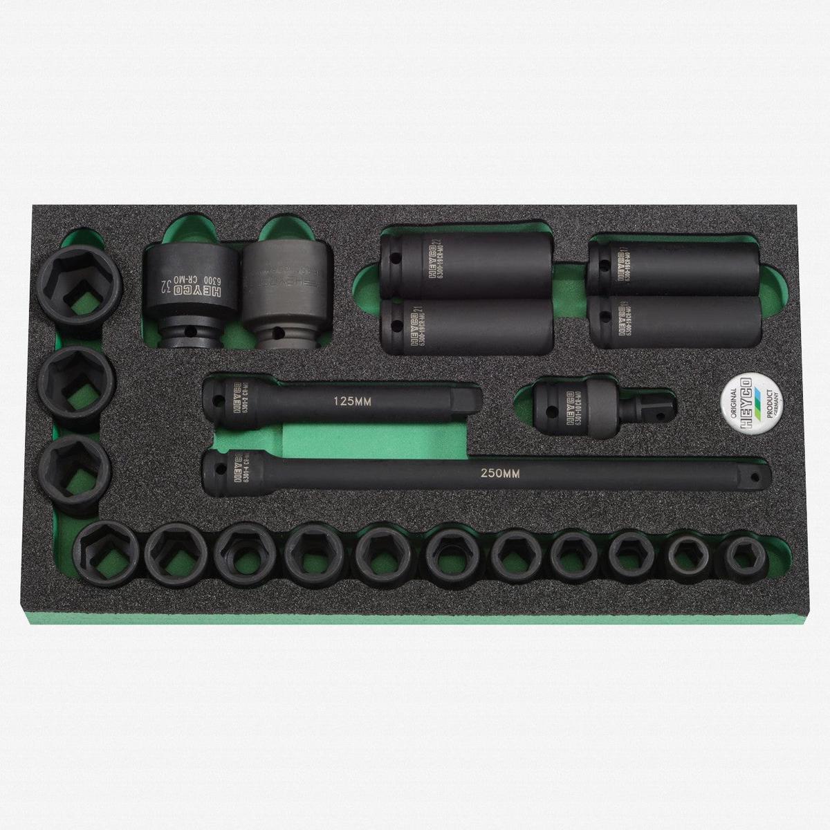 Heyco Metric Impact 1/2" Drive Socket Set, 23 Pieces