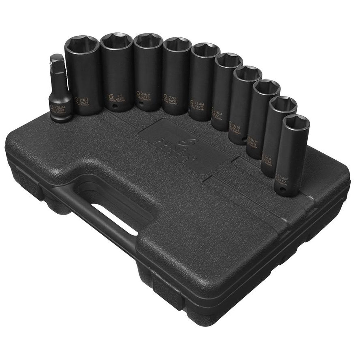 1/2" DRIVE SAE & METRIC 6 POINT DEEP EXTRA THIN WALL 11-PIECE IMPACT SOCKET SET