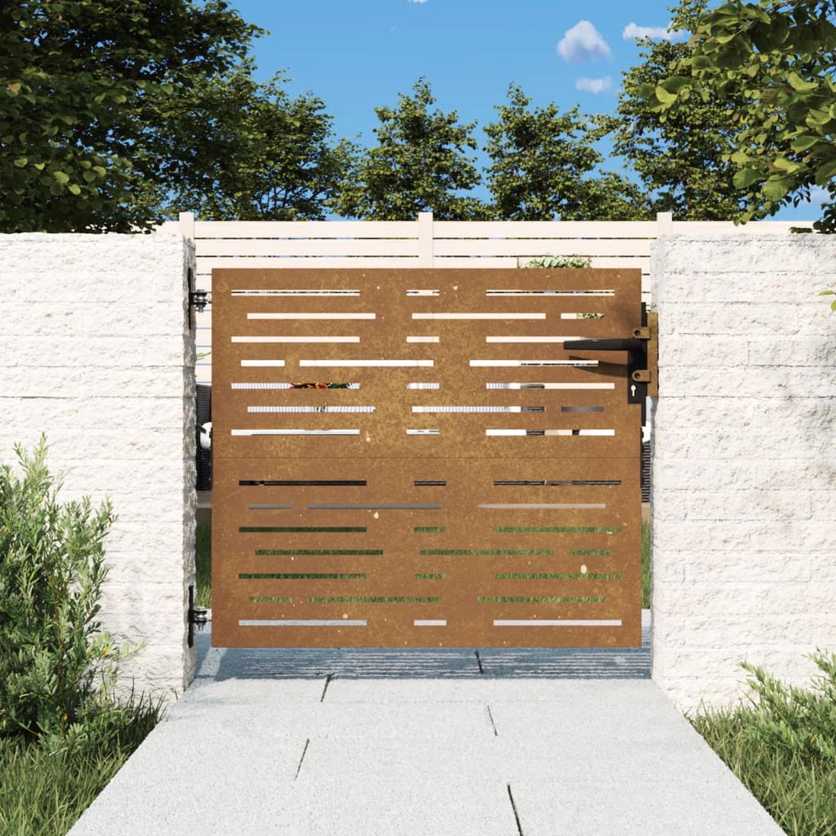 Berkfield Garden Gate 85x75 cm Corten Steel Square Design