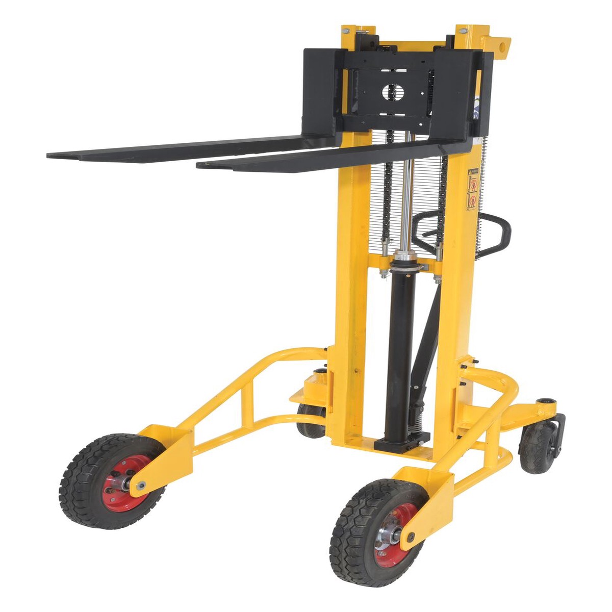 Vestil Manual Rough Terrain Narrow Stacker - Steel, 60" Raised Height, 1500 lb Capacity, Yellow/Black - RT-NMS-60-AF
