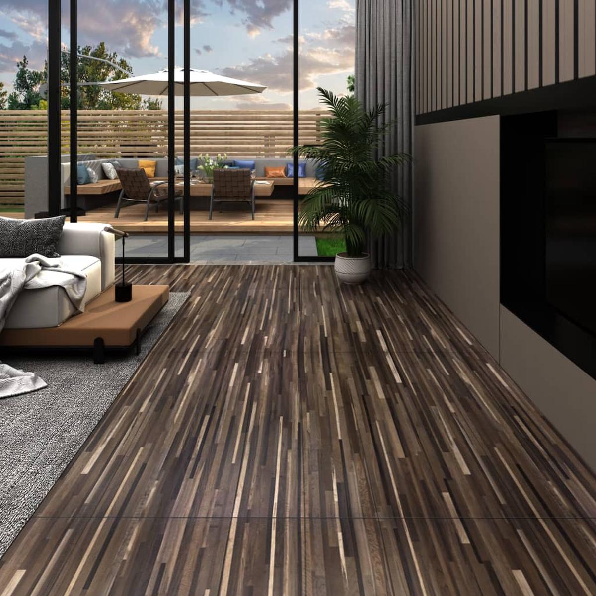 Berkfield Self-adhesive PVC Flooring Planks 5.21 m? 2 mm Striped Brown