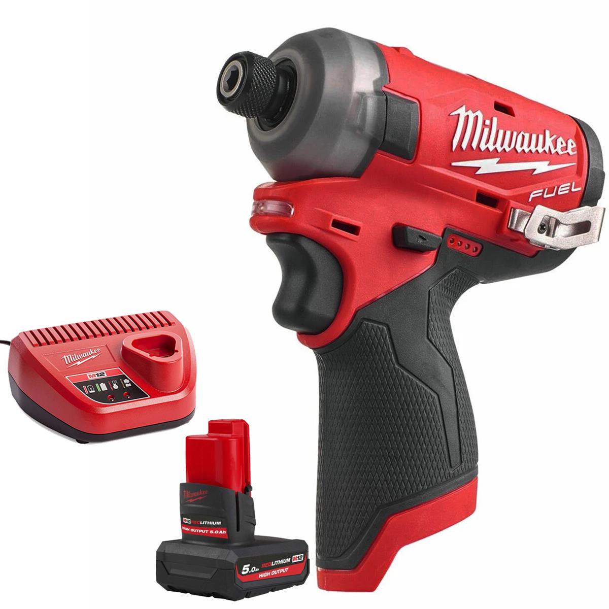 Milwaukee M12FQID-0 12V Hydraulic Impact Driver With 1 x 5.0Ah Battery & Charger