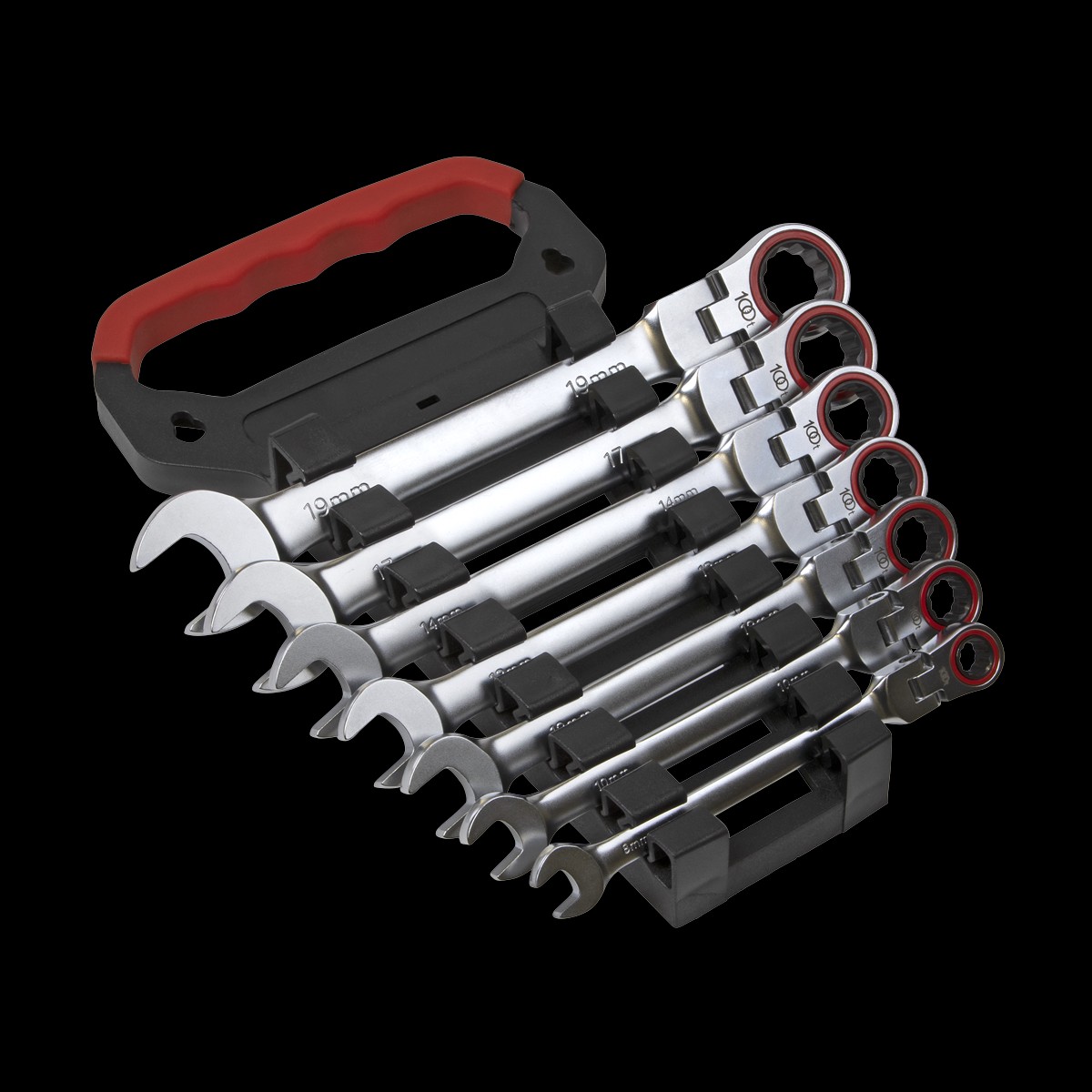 Sealey AK63943 7pc Flexi-Head Ratchet Combination Spanner Set - Platinum Series
