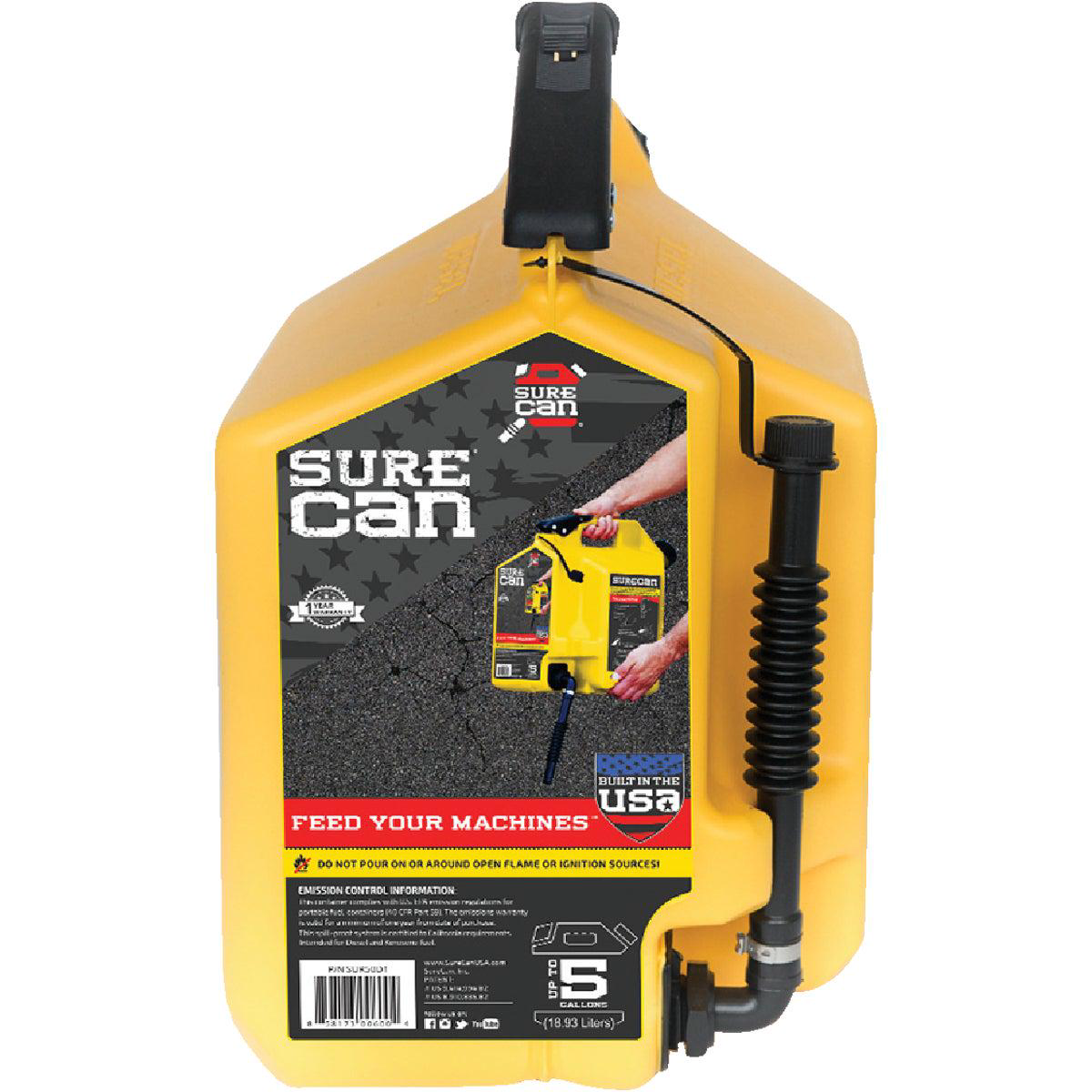 SureCan 5 Gal Plastic Diesel Fuel Can Yellow