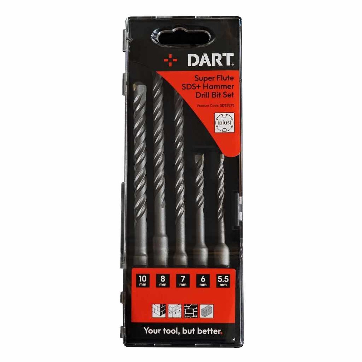 DART SDSSET5 5 Piece SDS+ Hammer Drill Bit Set