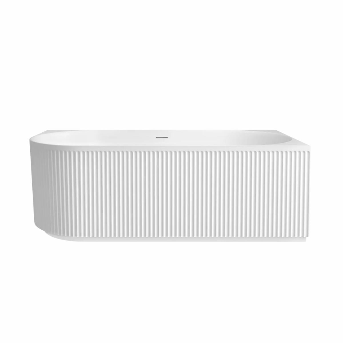 Otti Attica Havana 1700mm Fluted Right Corner Bath with Overflow Matte White