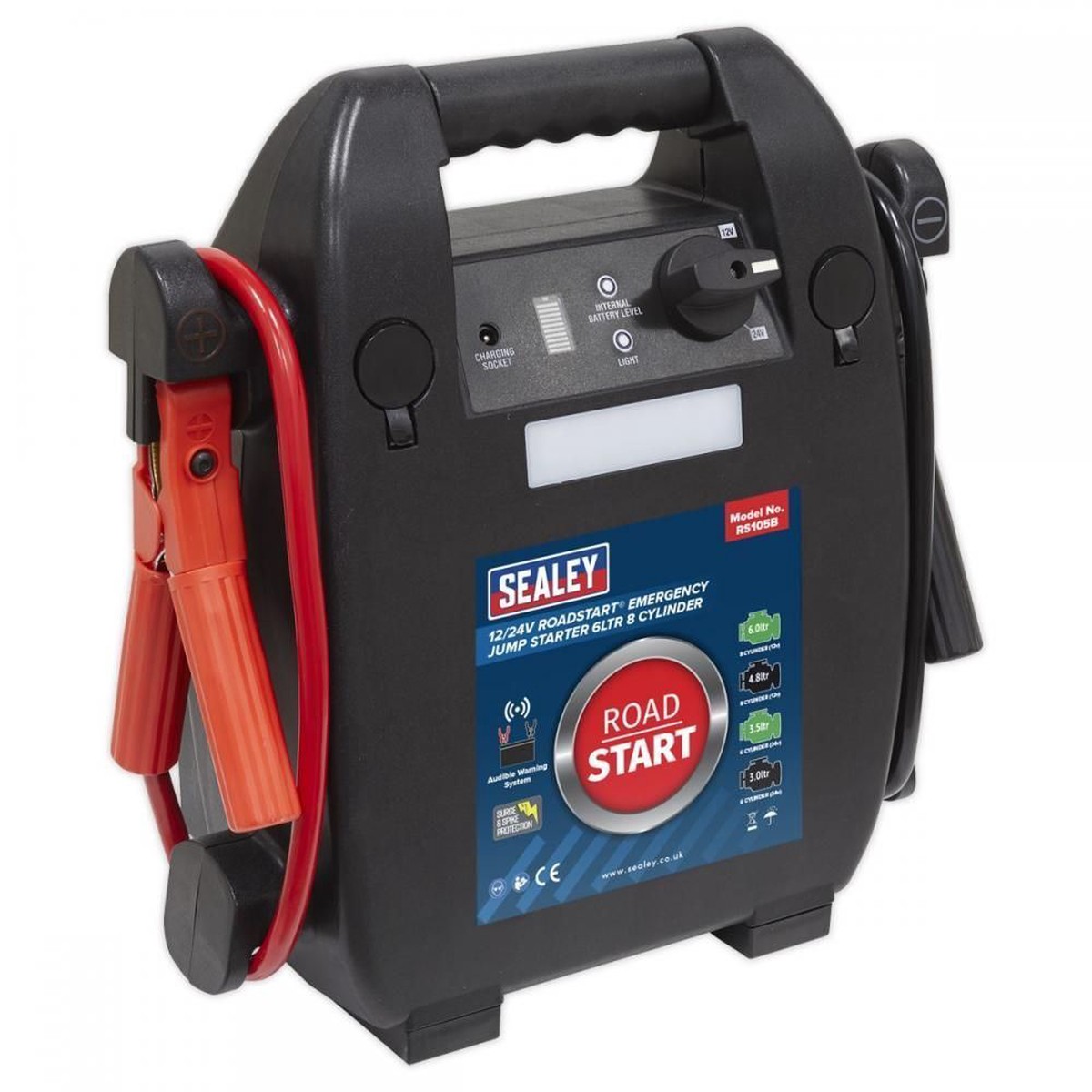 Sealey RS105B 12/24V RoadStart Emergency Jump Starter 6ltr 8 Cylinder