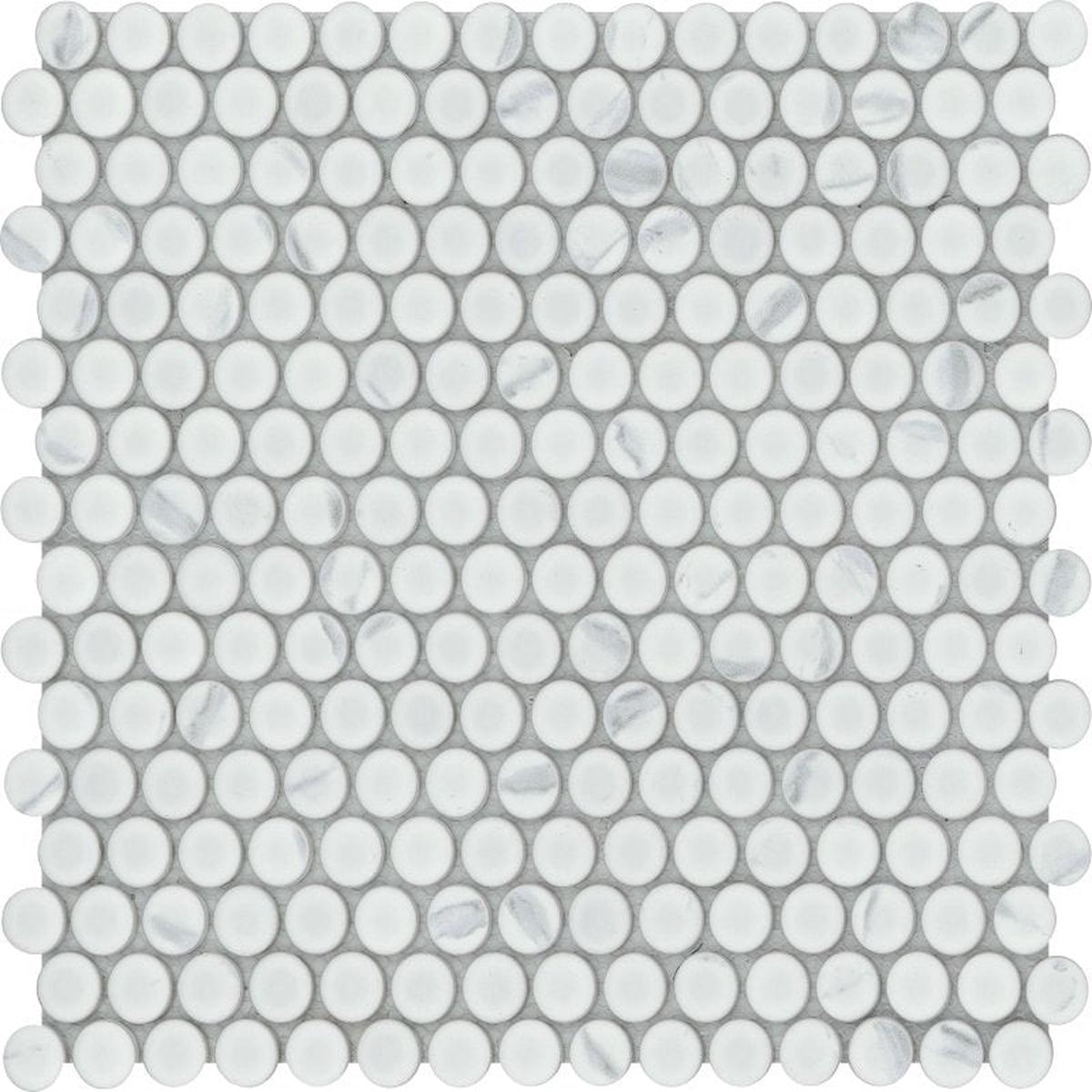 Emser Tile Elegan Series W95ELEGCA1112MOPM Porcelain Mosaic Tile, 12 in L Tile, 11 in W Tile, Pressed Edge, Calacata