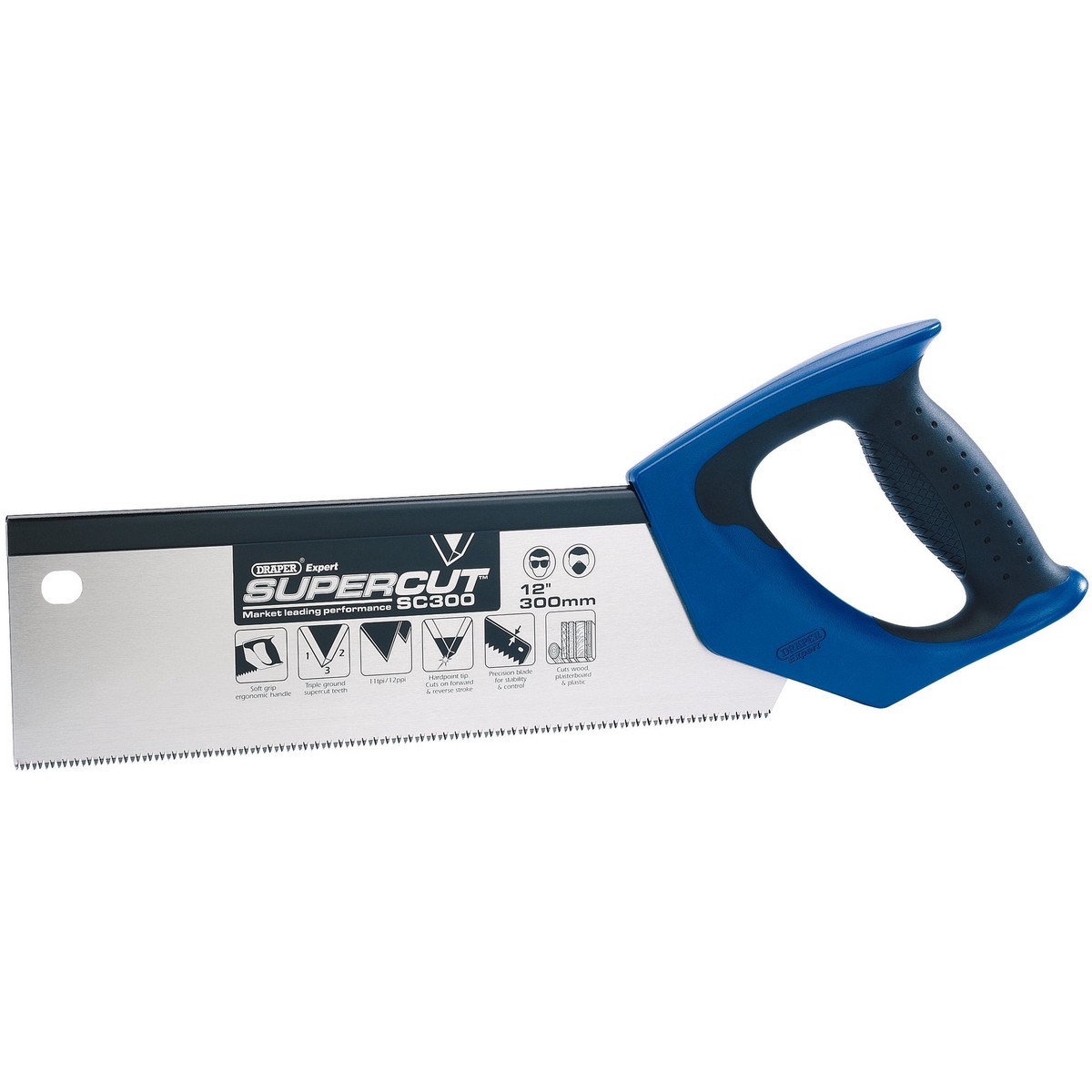 Draper 49280 Supercut Soft Grip Hardpoint Tenon Saw, 300mm/12", 11tpi/12ppi