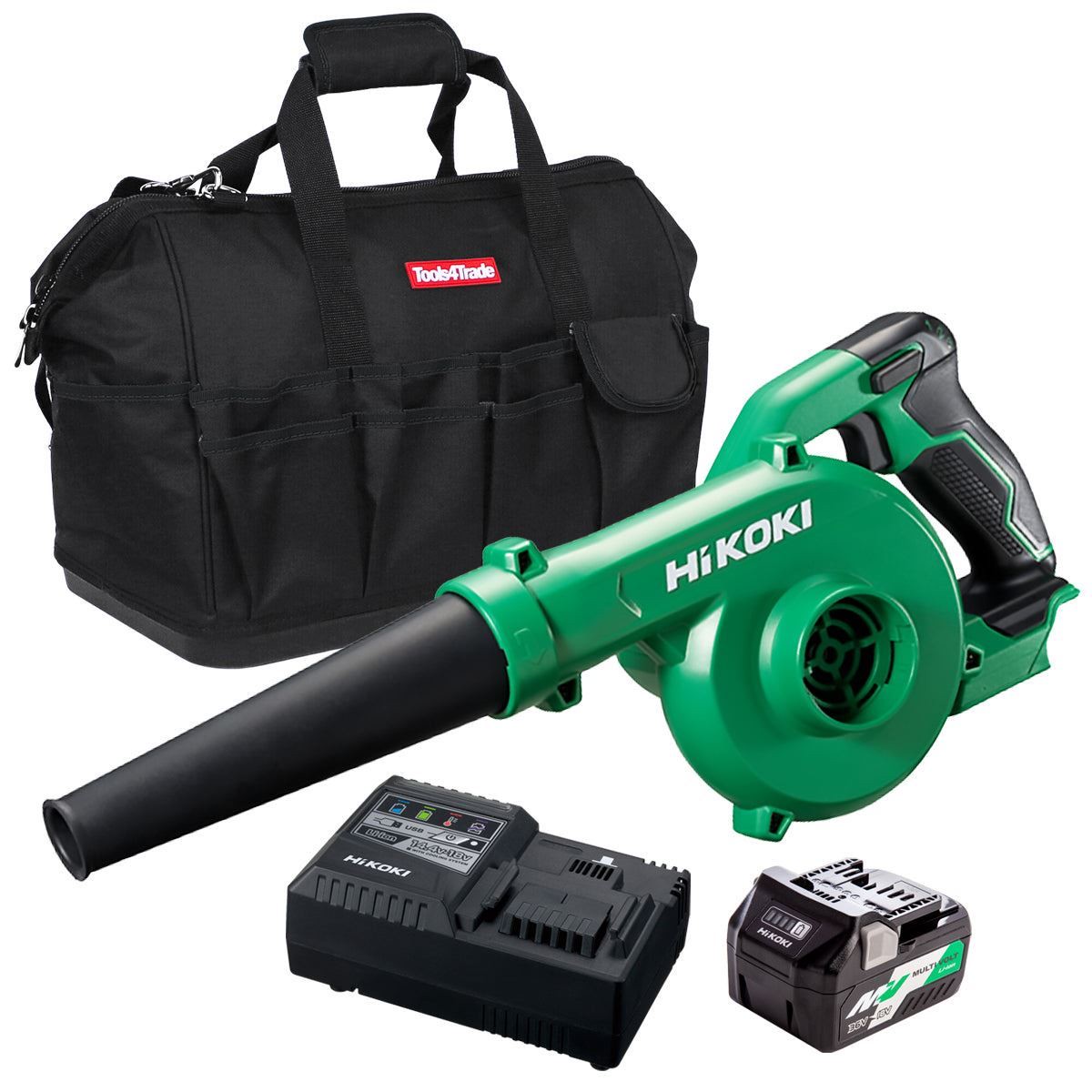 Hikoki RB18DCW4Z 18V Cordless Blower with 1 x 2.5Ah/5.0Ah Battery Charger & Bag