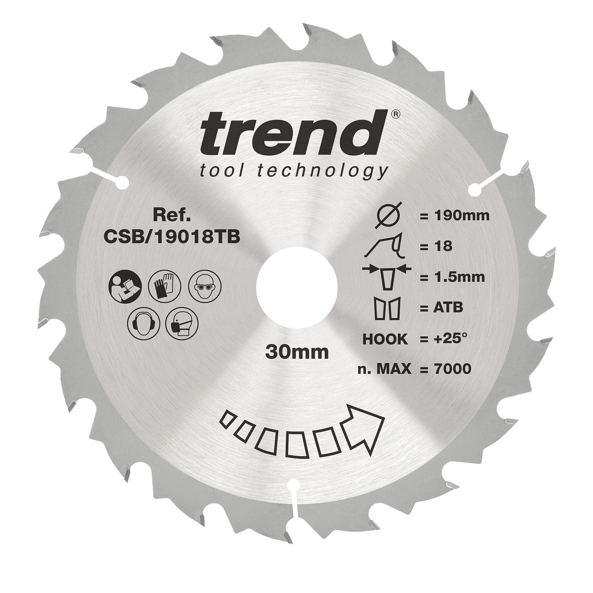 Trend Tools CSB/19018TB Trend Wood Cordless Circular Saw Blade 190Mm X 30Mm X 18T