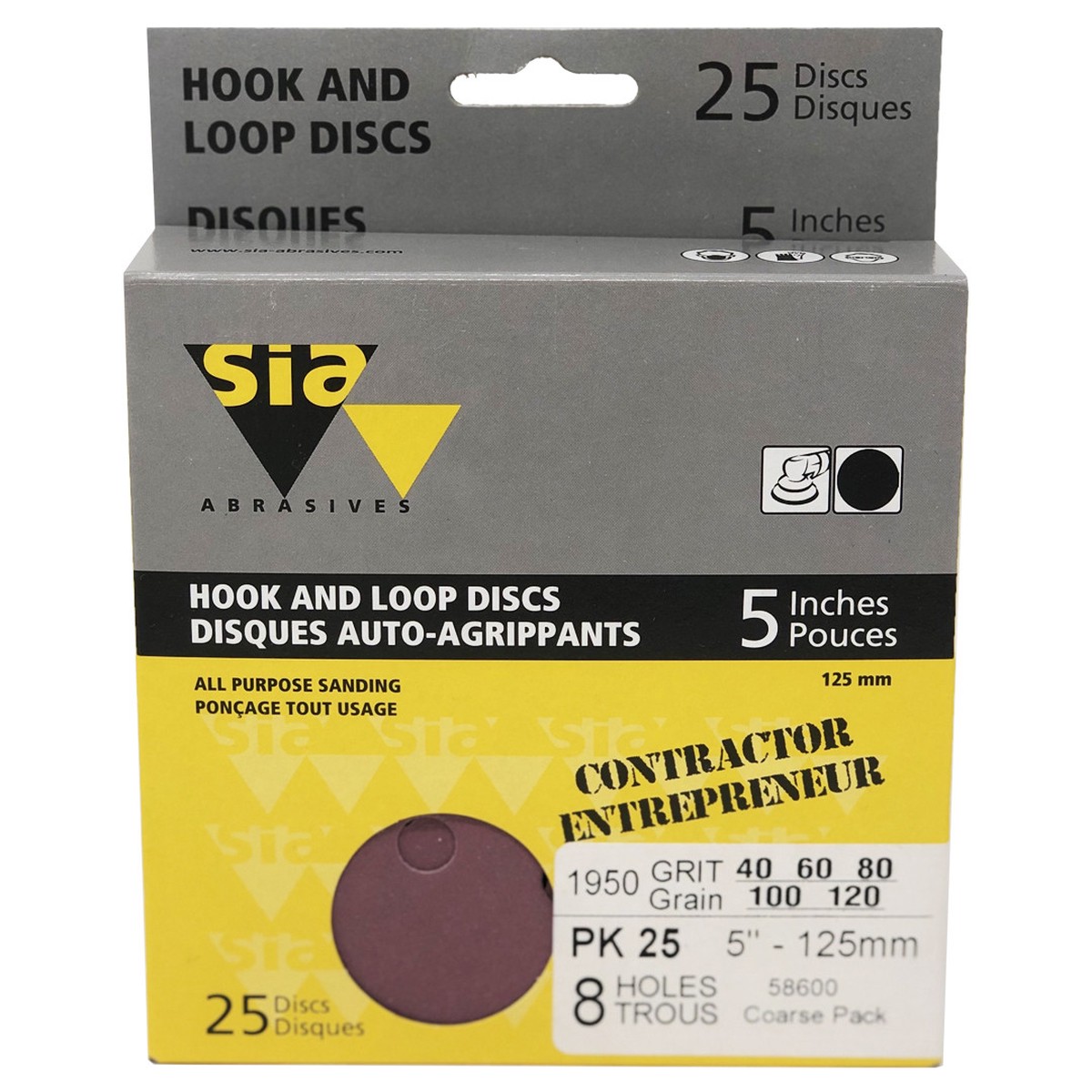 SIA 5" X 8 HOLE HOOK AND LOOP DISCS ASSO 58384