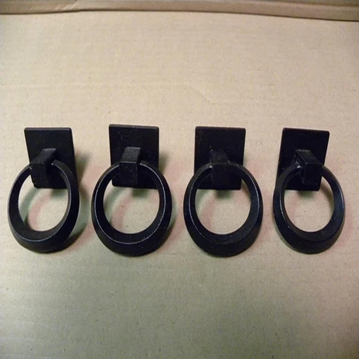 (4) BLACK SATIN FINISH DRAWER PULLS / HANDLES -- ORIGINAL SCREWS INCLUDED