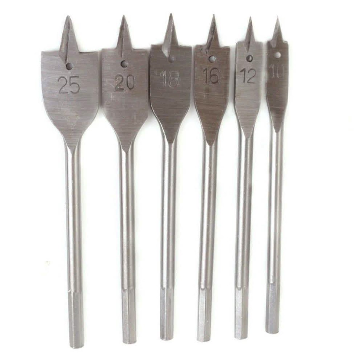 Flat Spade Wood Boring Hole Saw Cutter Drill Bit Set 10,12,16,18,20,25mm 6Pc