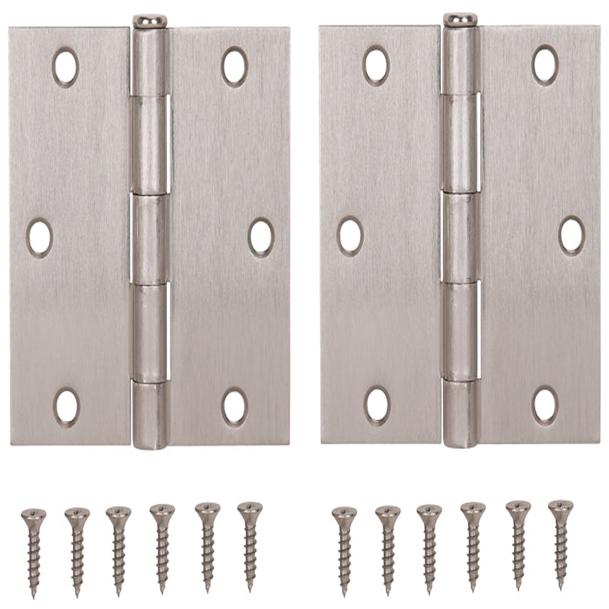 ProSource BH-202SN-PS Square Corner Door Hinge Steel Satin Nickel Loose Pin 180 deg Range of Motion