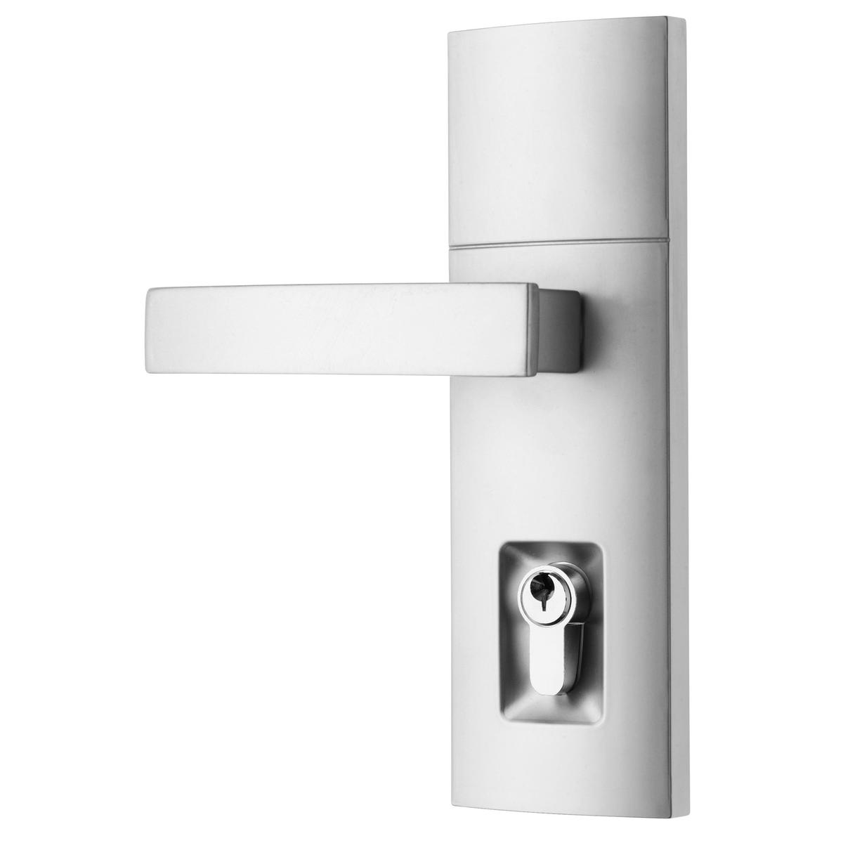 Gainsborough Trilock Contemporary Angular Double Cylinder Entrance Lever Set in Satin Chrome