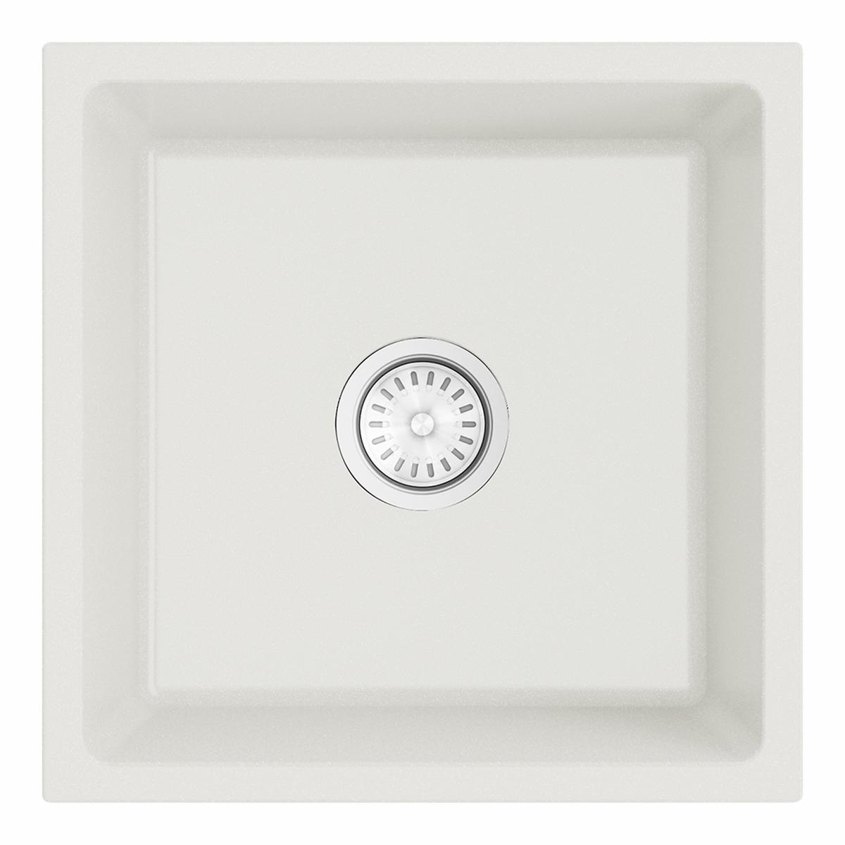 Argent Grace 450mm Single Bowl Granite Sink White